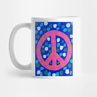 Orange Peace Symbol on Blue Mug